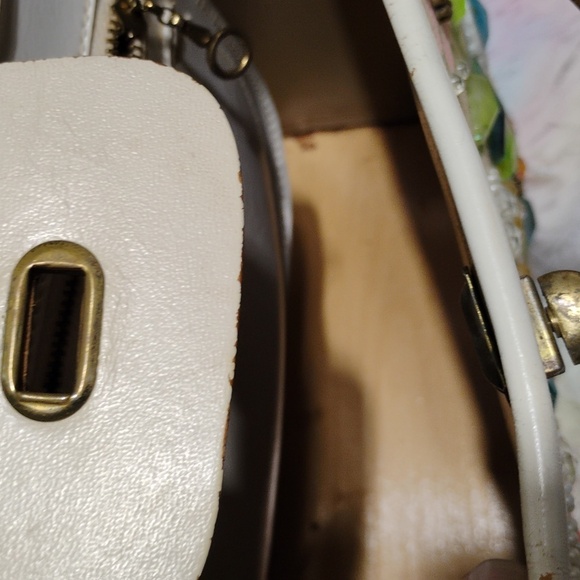 RARE! Gift Horse Enid Collins 1960's Multicolor Stone Decor Wood Bottom Bag - Picture 13 of 17